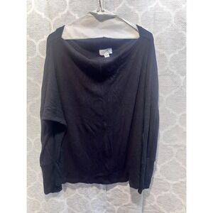 Velvet by Graham & Spencer Black Ribbed Knit Dolman Sleeve Boat‎ Neck Top